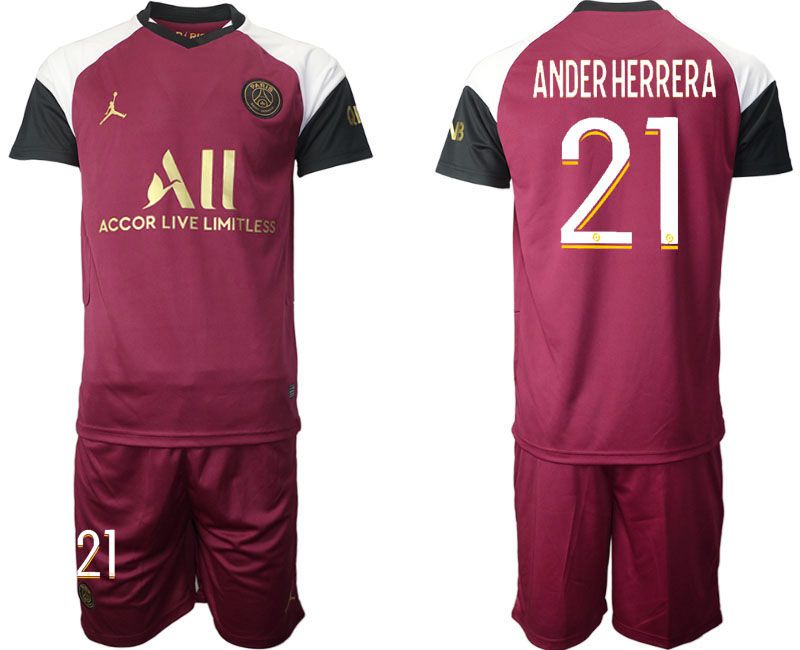 Men 2020-2021 club Paris St German away #21 red Soccer Jerseys->paris st german jersey->Soccer Club Jersey
